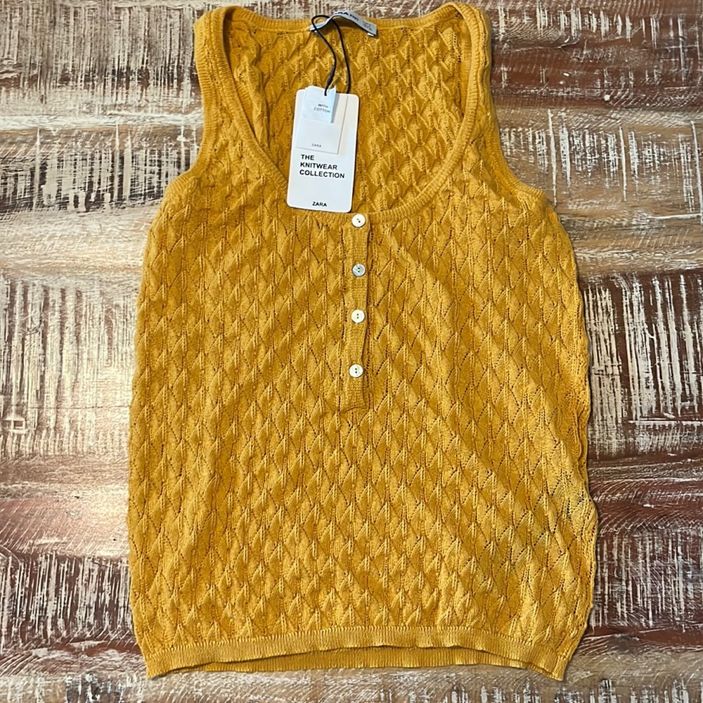 Zara mustard yellow knit tank